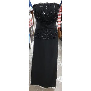 Jade by Jasmine Women's Evening Bridal Gown Black Maxi Drop Waist Strapless